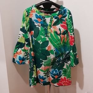 Boden Linen Tropical Bird Tunic
